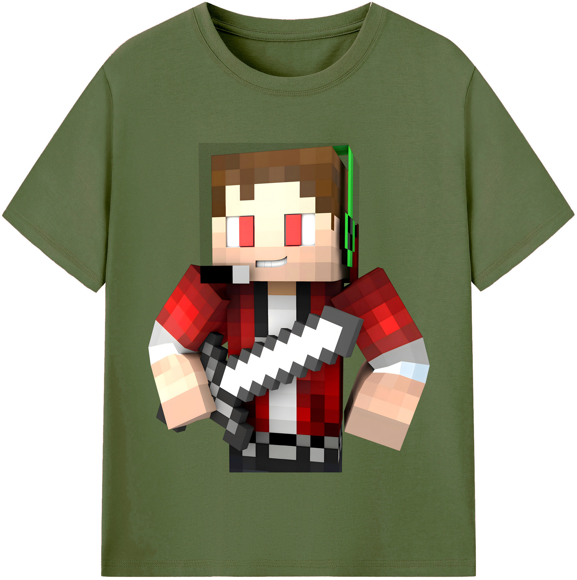 （画像用） マインクラフト ブロックの世界 Minecraft MC Block world 綿100％半袖Tシャツ（フロントプリント）